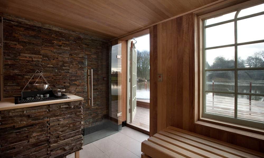 Spaflo luxury sauna at wynyard hall next to the lake