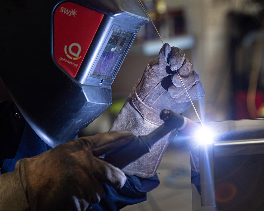 stainless steel pool being welded